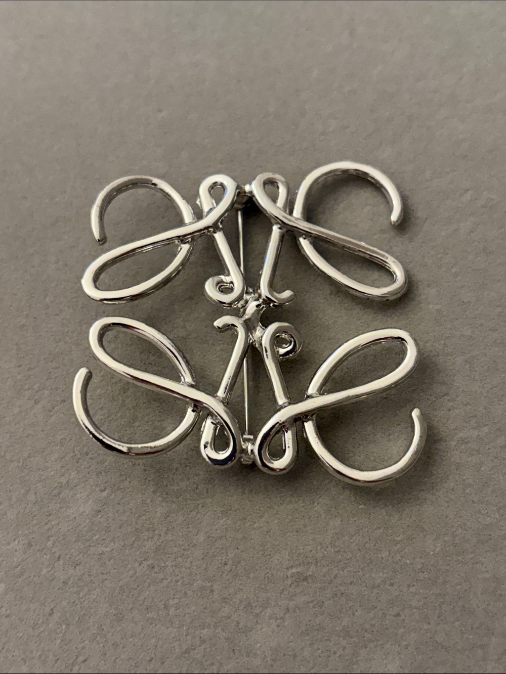 Silver-Tone Double Scroll Brooch - Women's Accessory